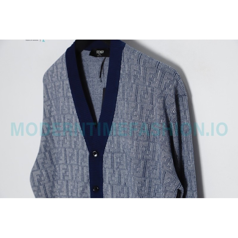 Fendi - 23FW FF Printed Wool Long Sleeve Knit Cardigan