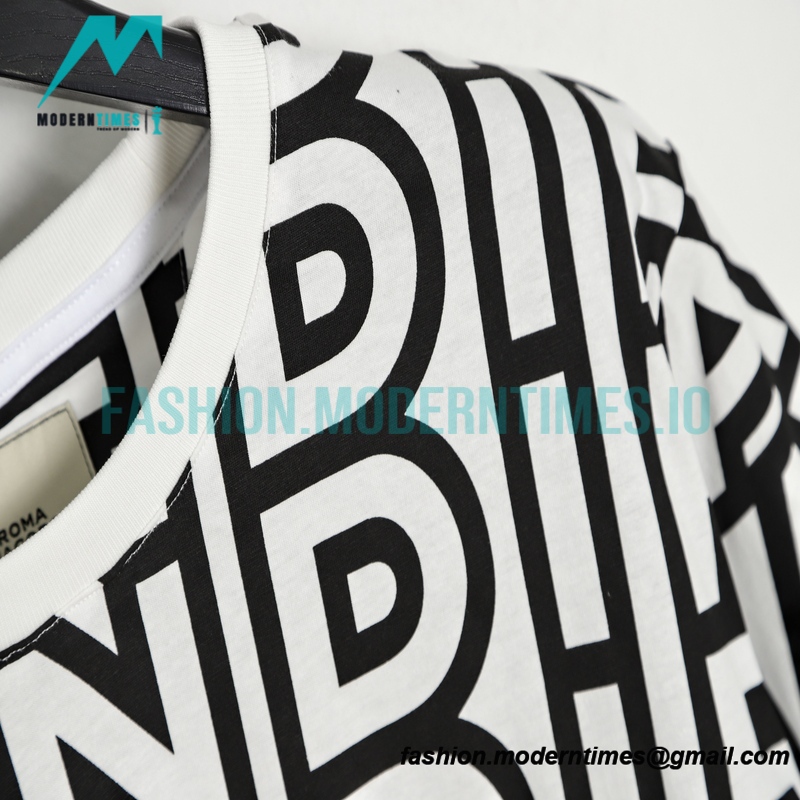 Fendi- 23SS Black-White Full Letter-printed Short-sleeved T-shirt