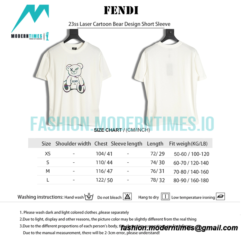 Fendi - 23ss Laser Cartoon Bear Design Short Sleeve