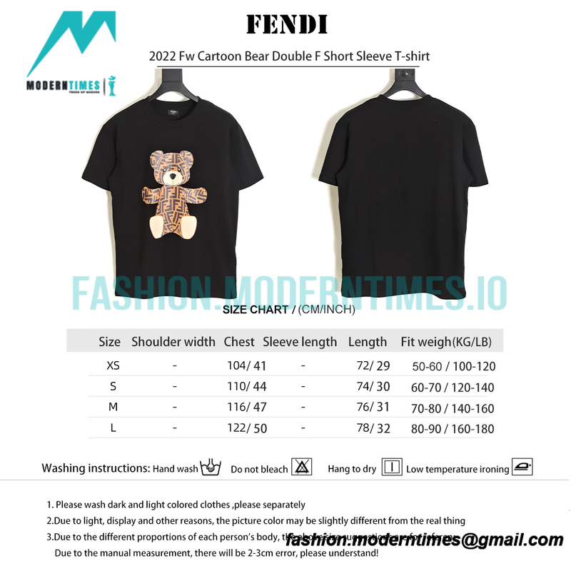 Fendi - 2022 Fw Cartoon Bear Double F Short Sleeve T-shirt