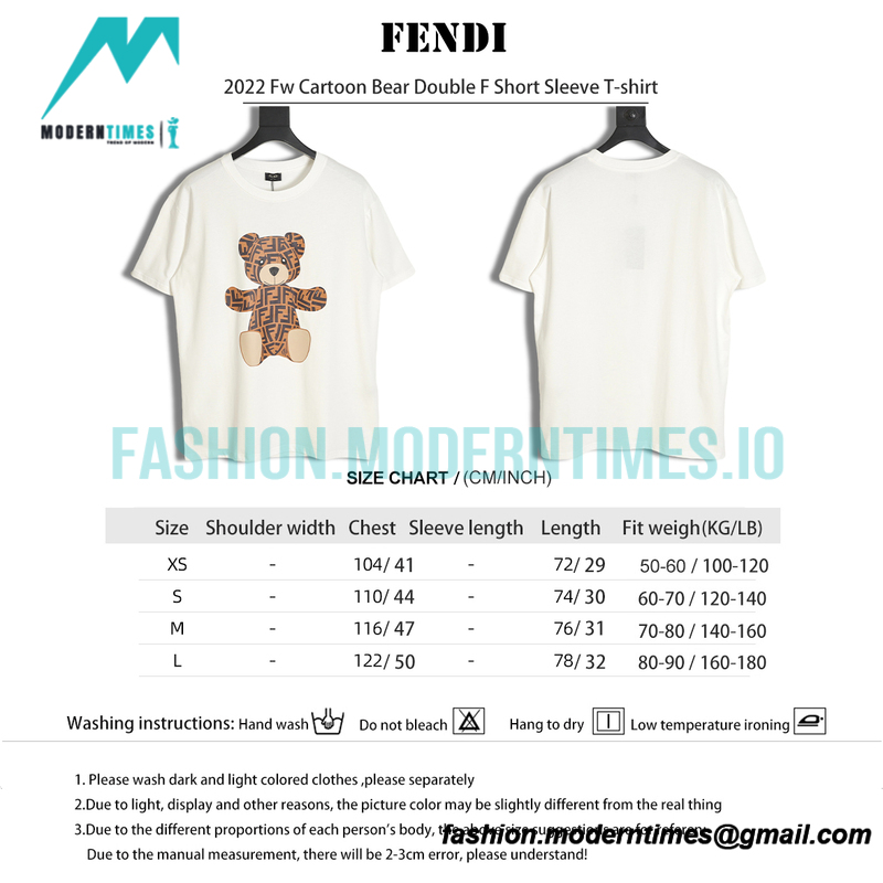 Fendi - 2022 Fw Cartoon Bear Double F Short Sleeve T-shirt