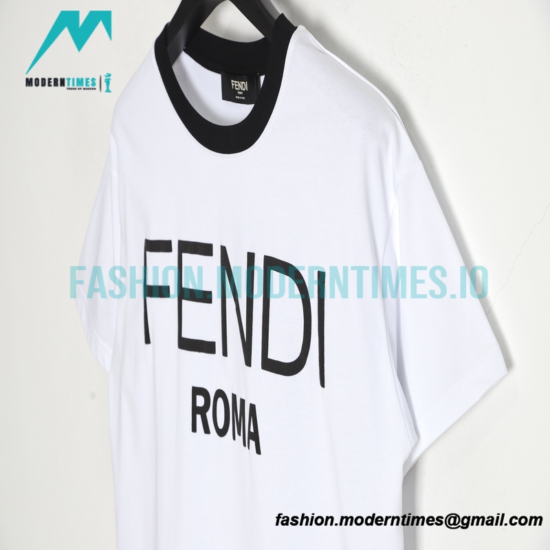 Fendi- 23ss Colour-matched Logo Foam-printed Short-sleeved T-shirt