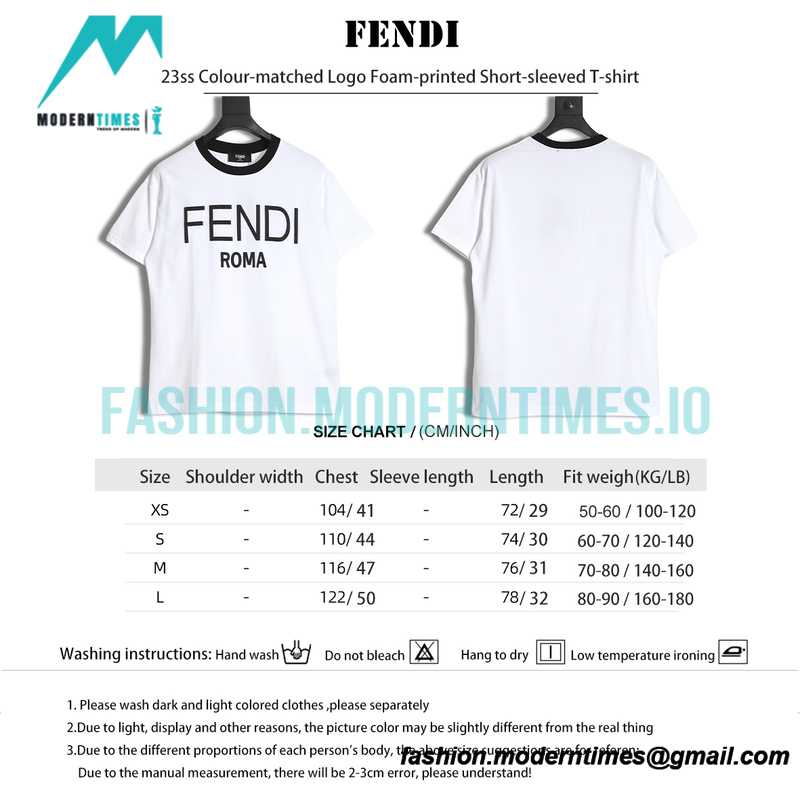 Fendi- 23ss Colour-matched Logo Foam-printed Short-sleeved T-shirt