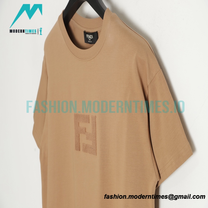 Fendi - 23ss Dark Print Double F Toothbrush Embroidered Short Sleeve T-shirt