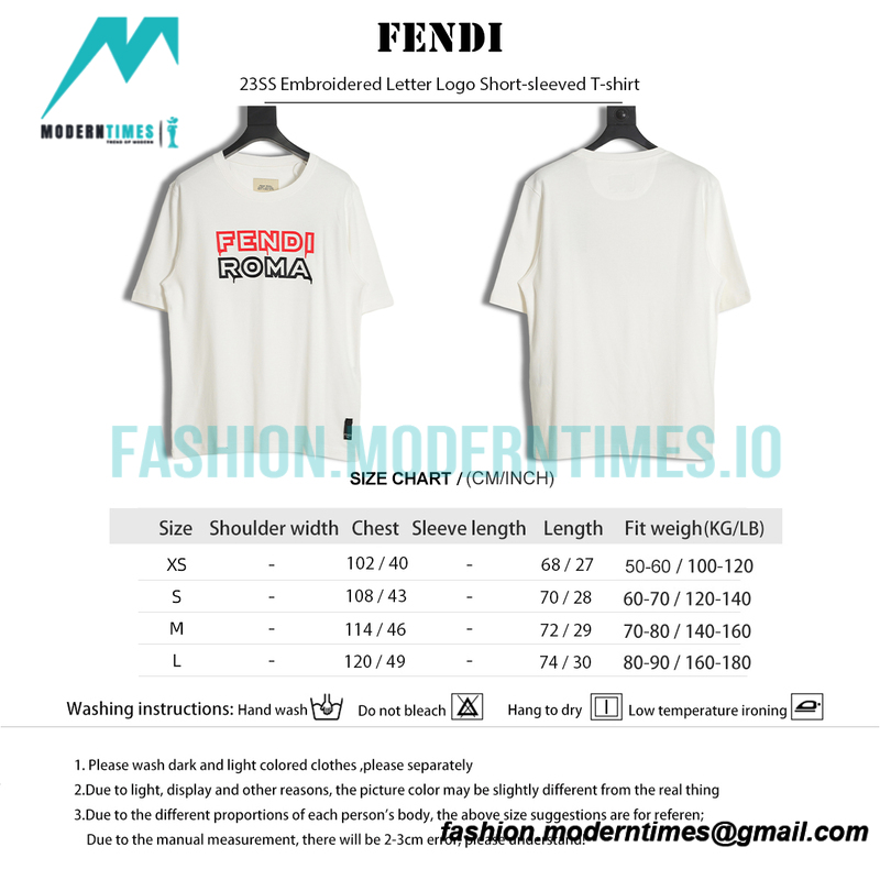 Fendi - 23SS Embroidered Letter Logo Short-sleeved T-shirt