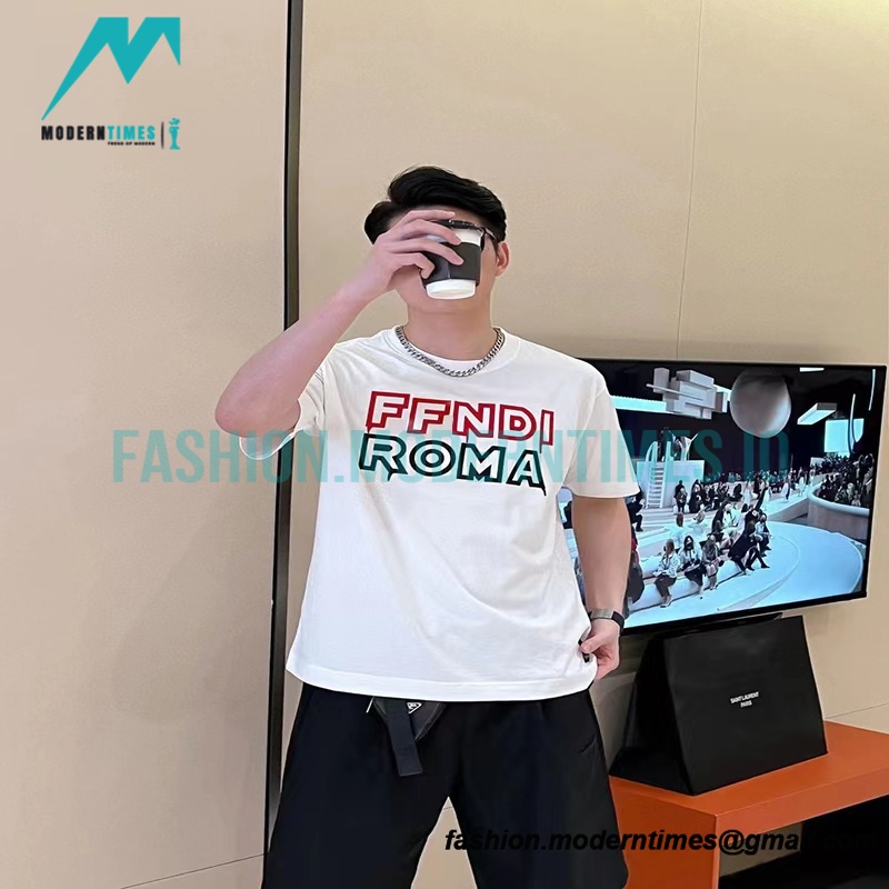 Fendi - 23SS Embroidered Letter Logo Short-sleeved T-shirt