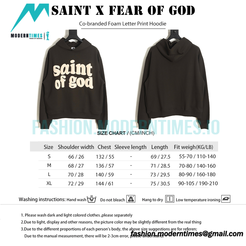 Saint - Fear of God Co-branded Foam Letter Print Hoodie