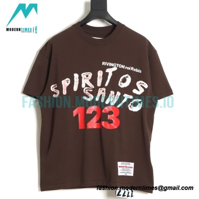 RRR123 - Fear Of God Short Sleeve T-shirt In Grey And Red Letter In Cement