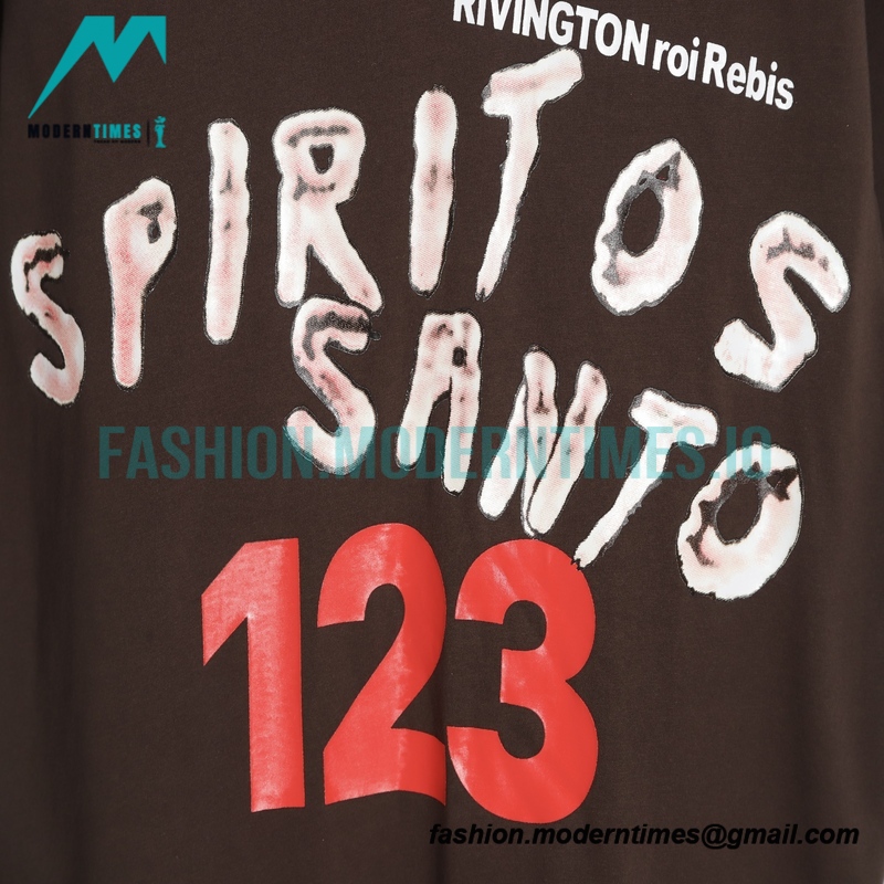 RRR123 - Fear Of God Short Sleeve T-shirt In Grey And Red Letter In Cement