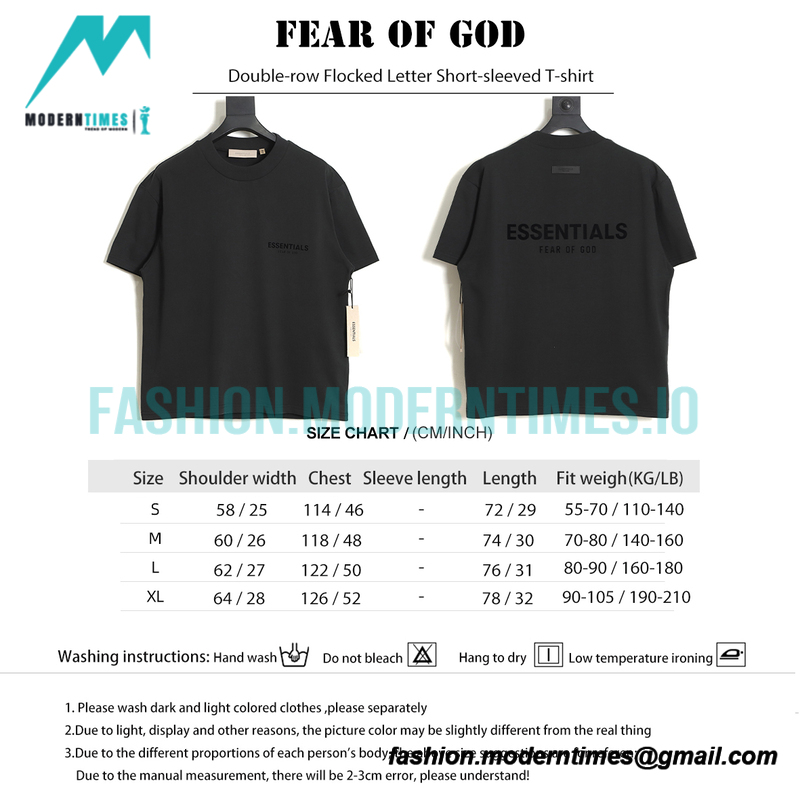 Fear Of God - Double-row Flocked Letter Short-sleeved T-shirt