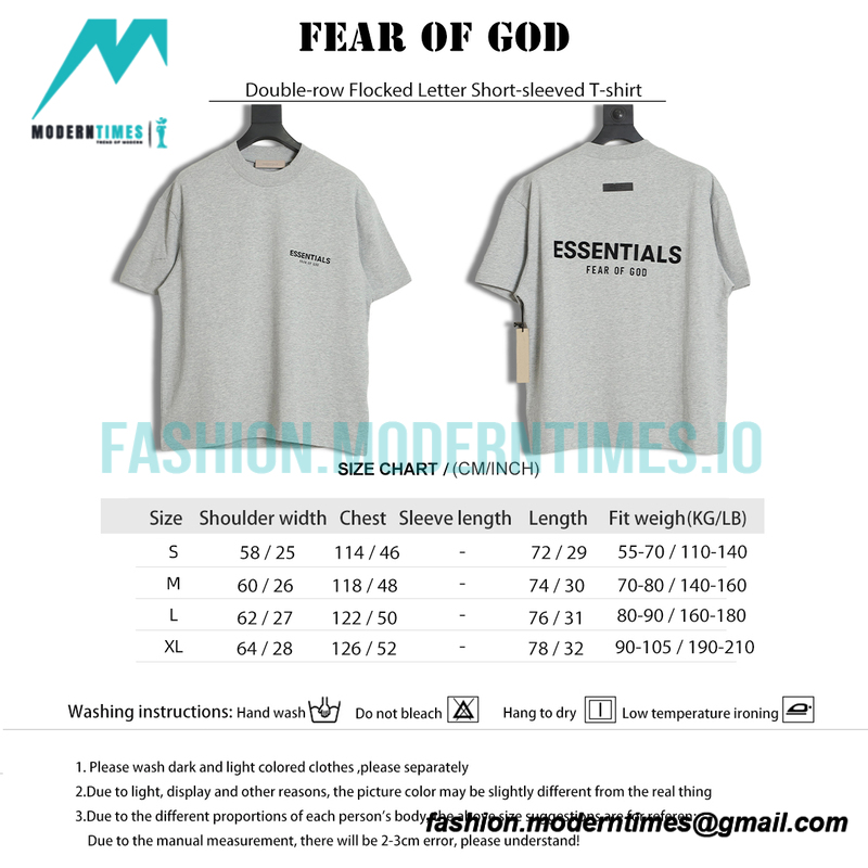 Fear Of God - Double-row Flocked Letter Short-sleeved T-shirt