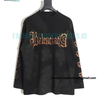 Balenciaga - 23FW Mud Dyed Sanskrit Base Long Sleeve T-shirt