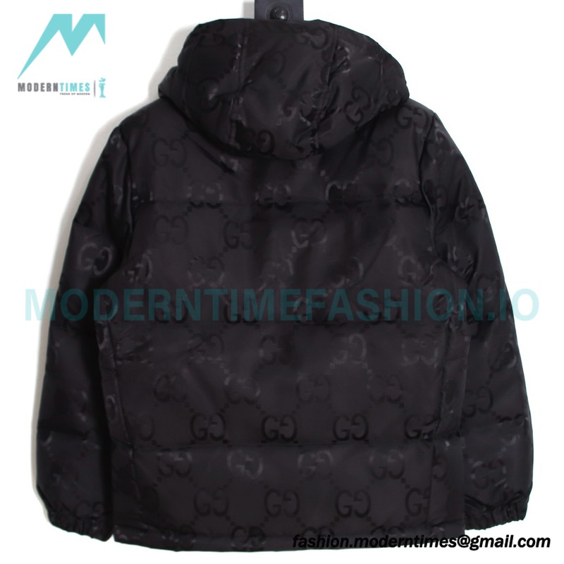 Gucci - 22FW Dark Double G Jacquard Canvas Hooded Down Jacket