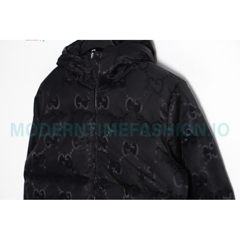 Gucci - 22FW Dark Double G Jacquard Canvas Hooded Down Jacket