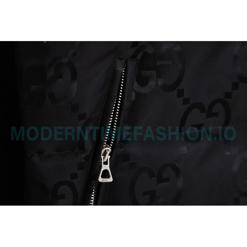 Gucci - 22FW Dark Double G Jacquard Canvas Hooded Down Jacket