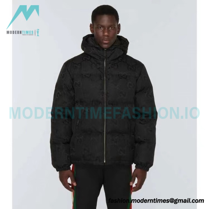 Gucci - 22FW Dark Double G Jacquard Canvas Hooded Down Jacket