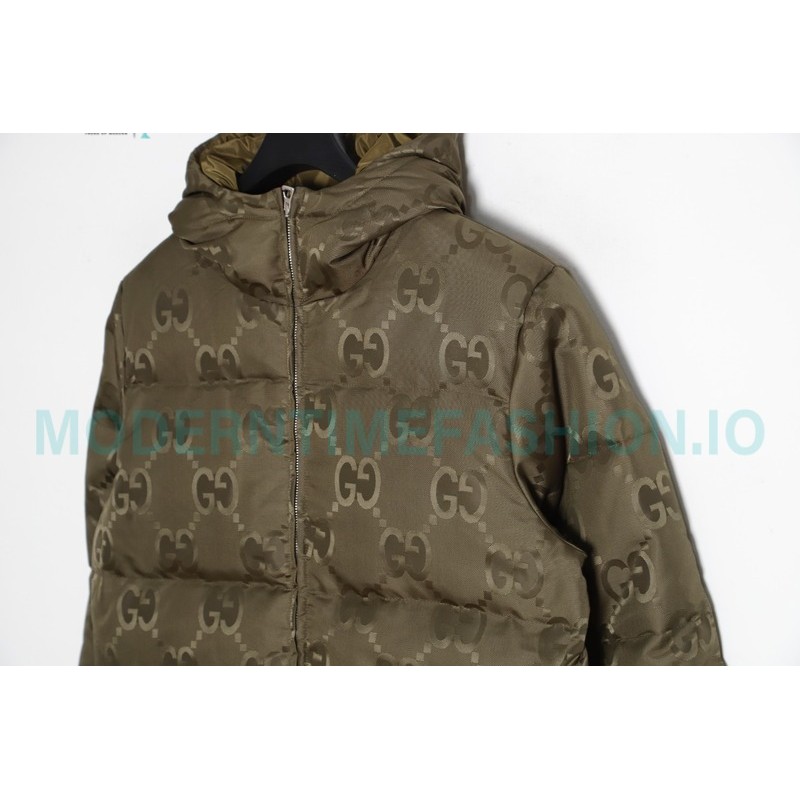 Gucci - 22FW Dark Double G Jacquard Canvas Hooded Down Jacket
