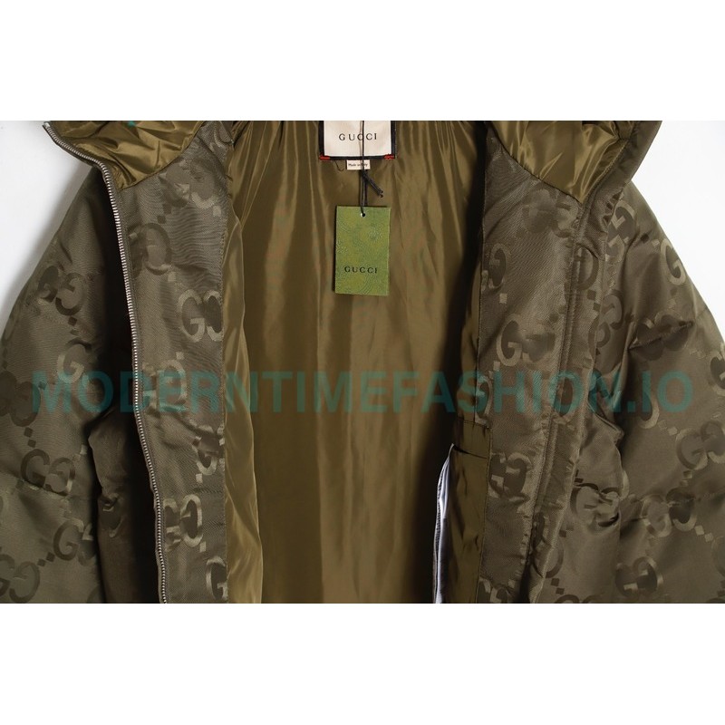 Gucci - 22FW Dark Double G Jacquard Canvas Hooded Down Jacket