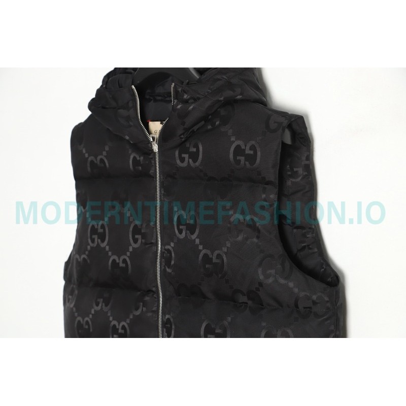 Gucci - 22FW Dark Double G Jacquard Canvas Hooded Down Vest