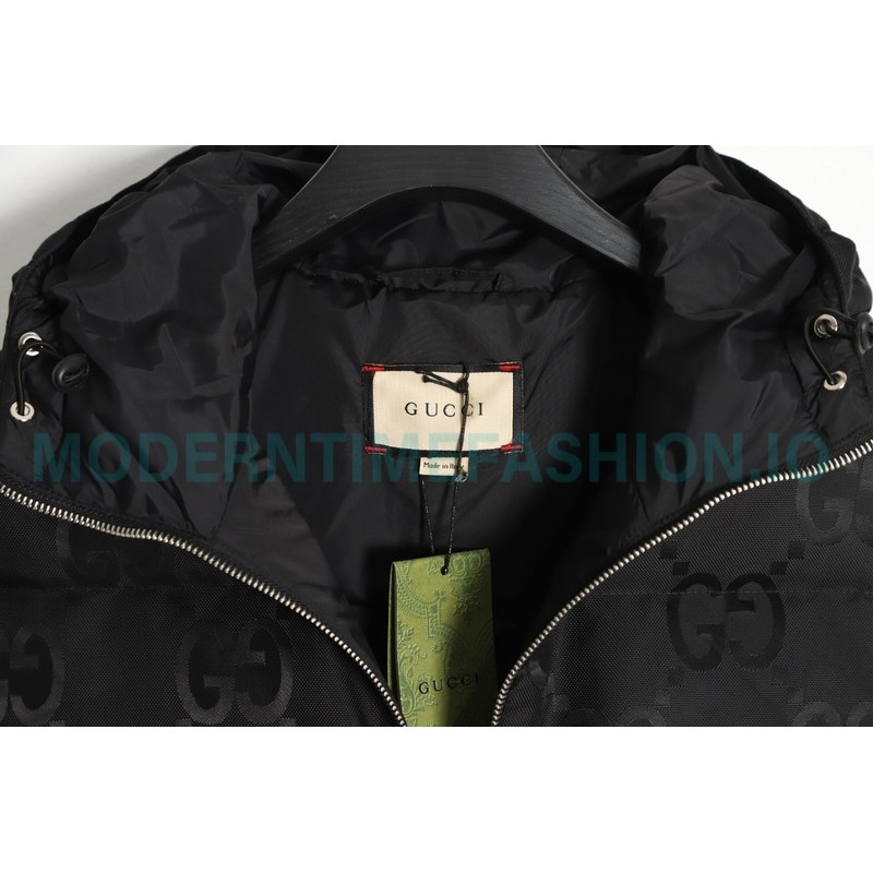 Gucci - 22FW Dark Double G Jacquard Canvas Hooded Down Vest