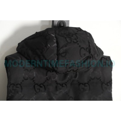 Gucci - 22FW Dark Double G Jacquard Canvas Hooded Down Vest
