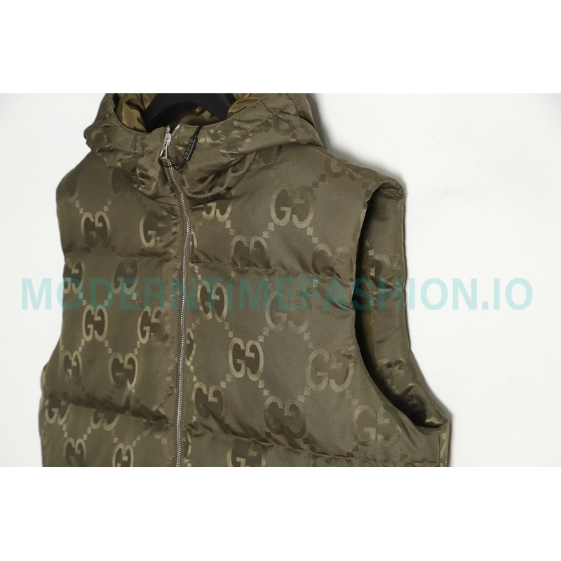 Gucci - 22FW Dark Double G Jacquard Canvas Hooded Down Vest