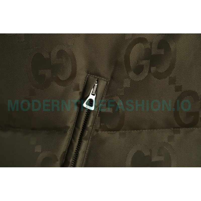 Gucci - 22FW Dark Double G Jacquard Canvas Hooded Down Vest