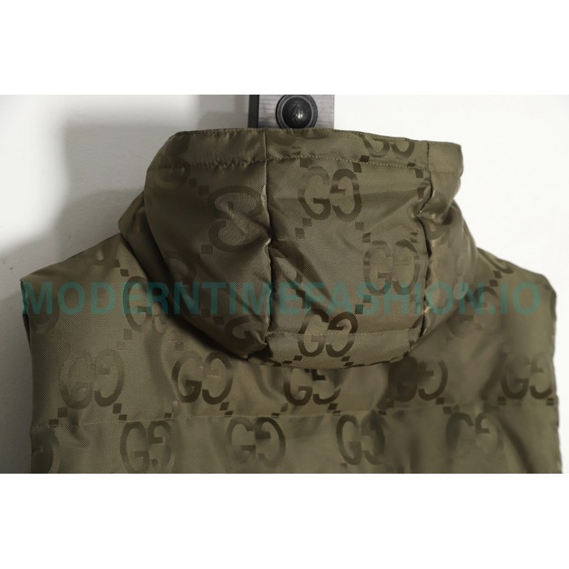 Gucci - 22FW Dark Double G Jacquard Canvas Hooded Down Vest