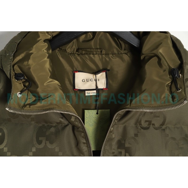 Gucci - 22FW Dark Double G Jacquard Canvas Hooded Down Vest