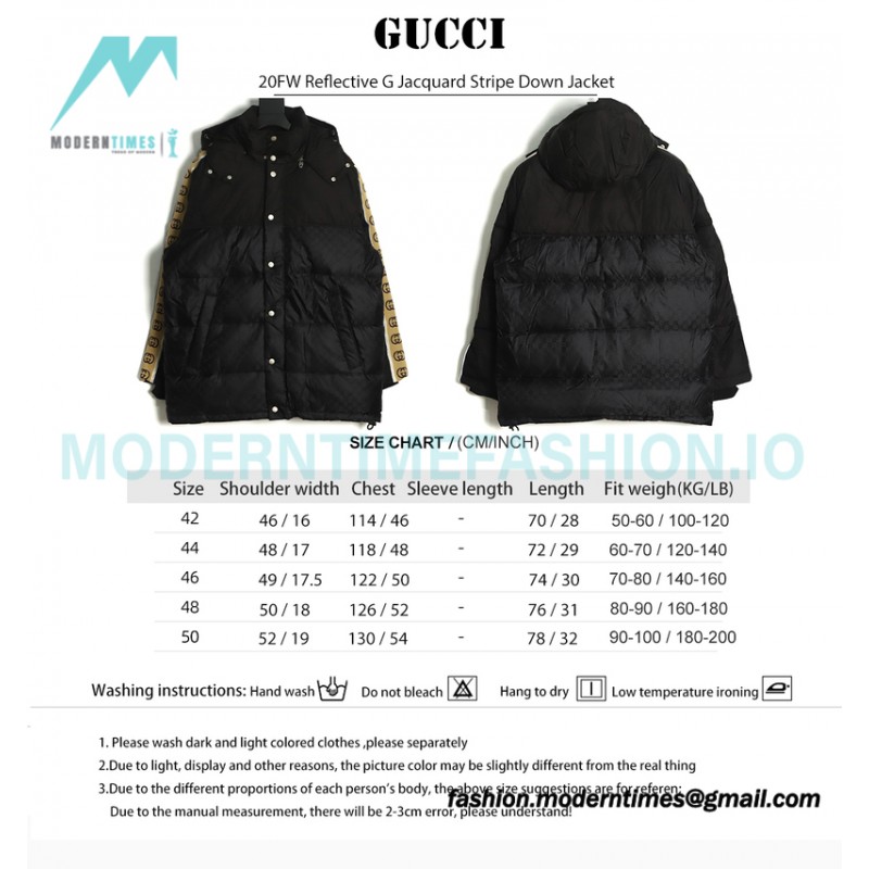 Gucci - 20FW Reflective G Jacquard Stripe Down Jacket