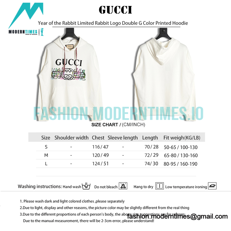 Gucci - Year of the Rabbit Limited Rabbit Logo Double G Color Printed Hoodie