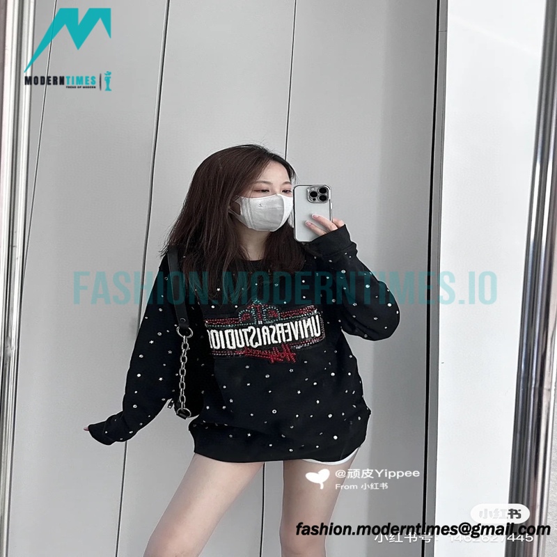 Gucci - 23FW Sequined Beaded Letter Round Neck Hoodie