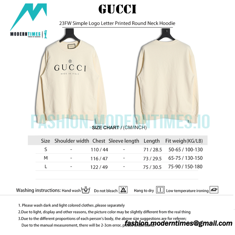 Gucci - 23FW Simple Logo Letter Printed Round Neck Hoodie