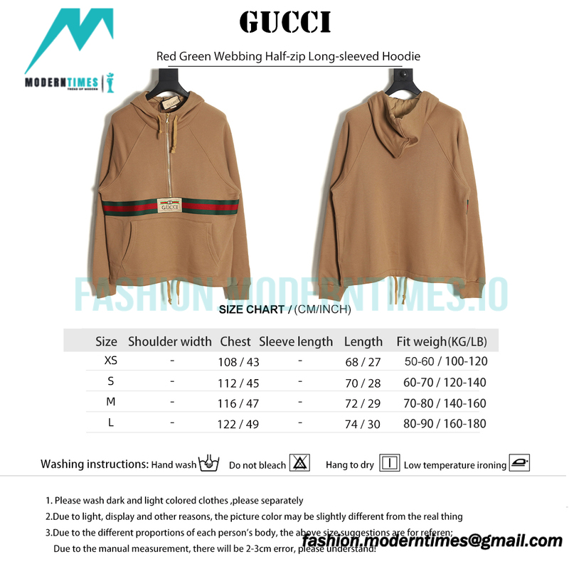 Gucci - Red Green Webbing Half-zip Long-sleeved Hoodie