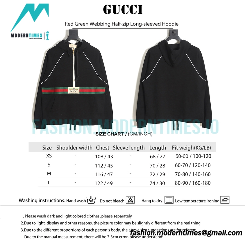 Gucci - Red Green Webbing Half-zip Long-sleeved Hoodie