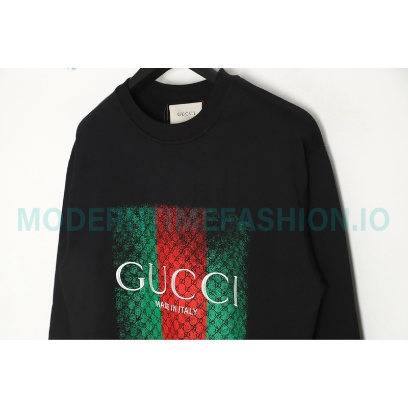 Gucci - Embroidered Logo Crew Neck Hoodie