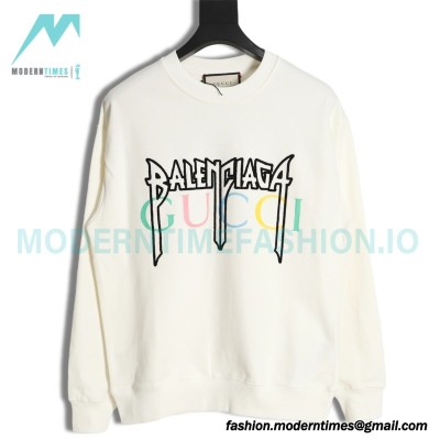Balenciaga - Gucci Co-brand Embroidered Logo Crew Neck Hoodie