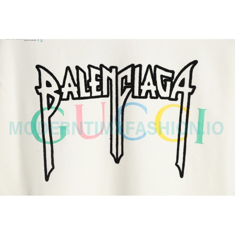 Balenciaga - Gucci Co-brand Embroidered Logo Crew Neck Hoodie