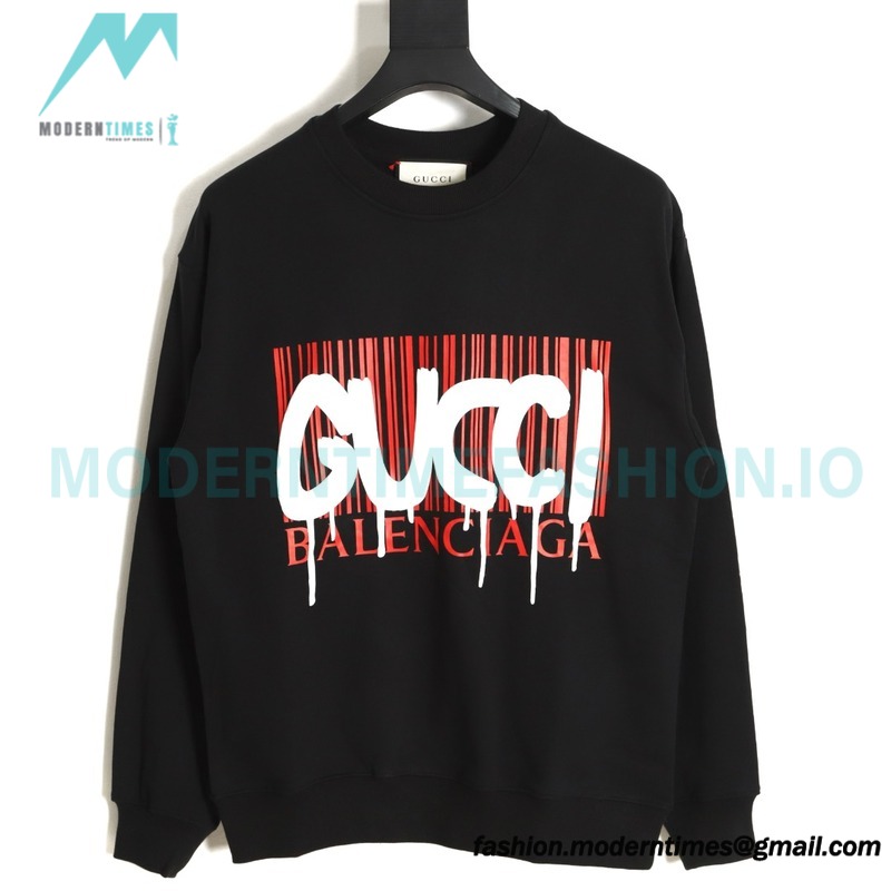 Balenciaga - Gucci Co-brand Logo Foam Printed Round Neck Hoodie