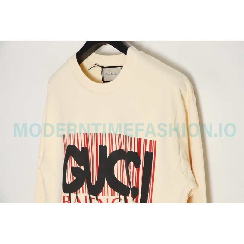 Balenciaga - Gucci Co-brand Logo Foam Printed Round Neck Hoodie