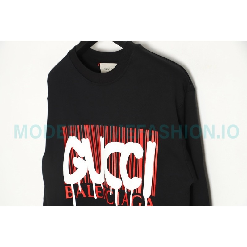 Balenciaga - Gucci Co-brand Logo Foam Printed Round Neck Hoodie