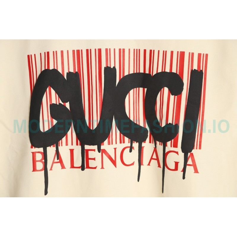 Balenciaga - Gucci Co-brand Logo Foam Printed Round Neck Hoodie