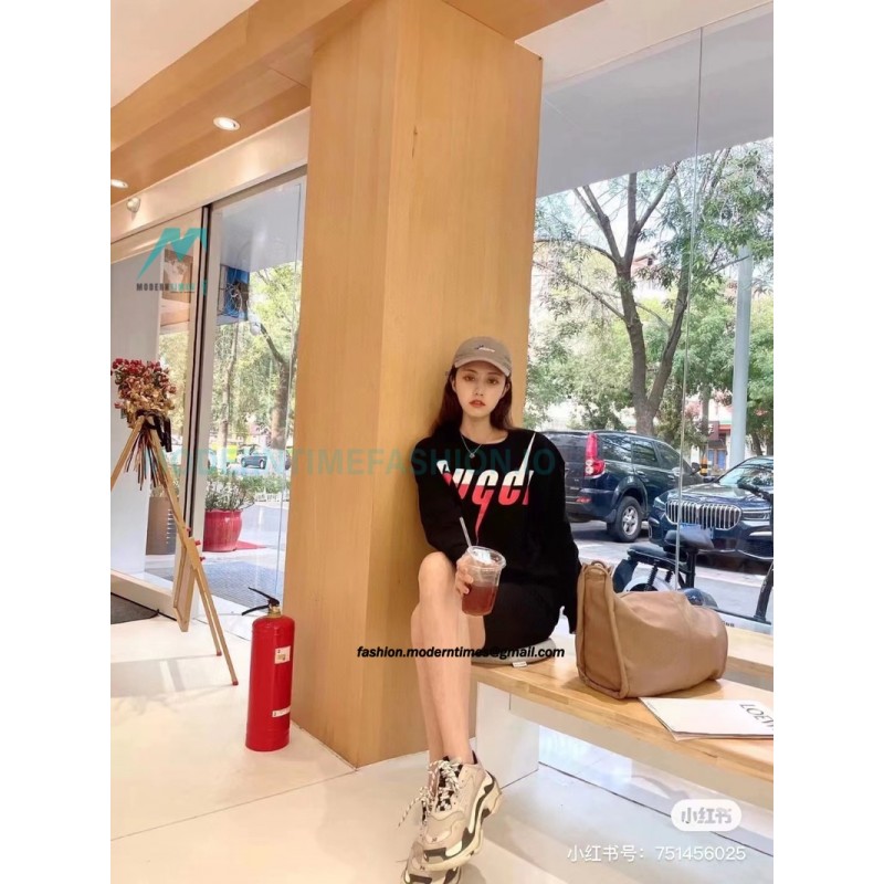 Gucci - 19FW Lightning Logo Printed Crew Neck Hoodie