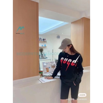 Gucci - 19FW Lightning Logo Printed Crew Neck Hoodie