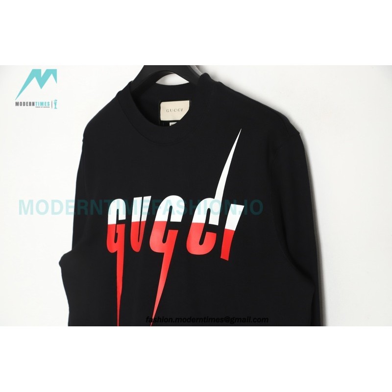 Gucci - 19FW Lightning Logo Printed Crew Neck Hoodie