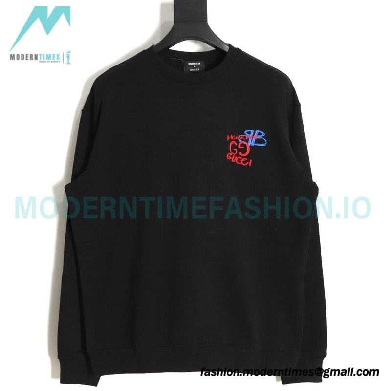Gucci - Balenciaga Co-brand Embroidered Crewneck Hoodie On The Back