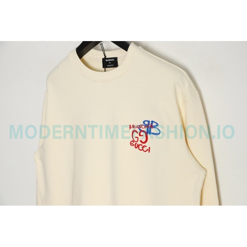 Gucci - Balenciaga Co-brand Embroidered Crewneck Hoodie On The Back