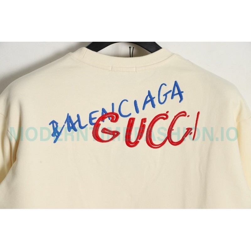 Gucci - Balenciaga Co-brand Embroidered Crewneck Hoodie On The Back
