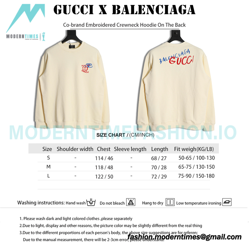 Gucci - Balenciaga Co-brand Embroidered Crewneck Hoodie On The Back