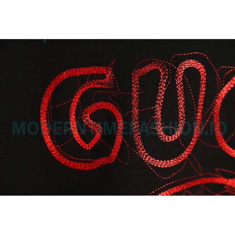 Gucci - 23Fw Embroidered Double G Letter Logo Round Neck Hoodie